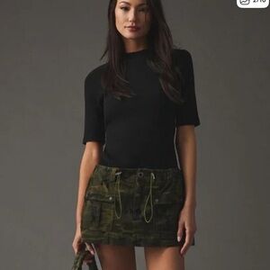 Maeve Ribbed Mock-Neck T-Shirt